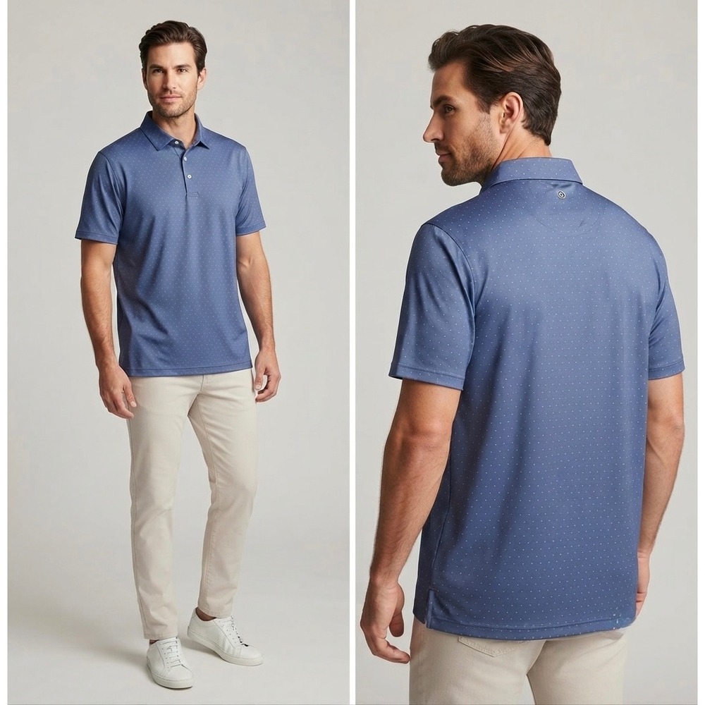 Stitch Golf Mens XL Blue Micro Dot Performance Polo Shirt Short Sleeve 221SA0201